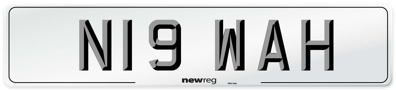 N19 WAH Number Plate from New Reg